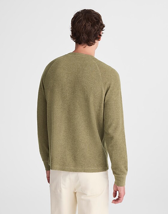 Madewell French Rib Knit Long-Sleeve Henley Tee Heather Sagebrush