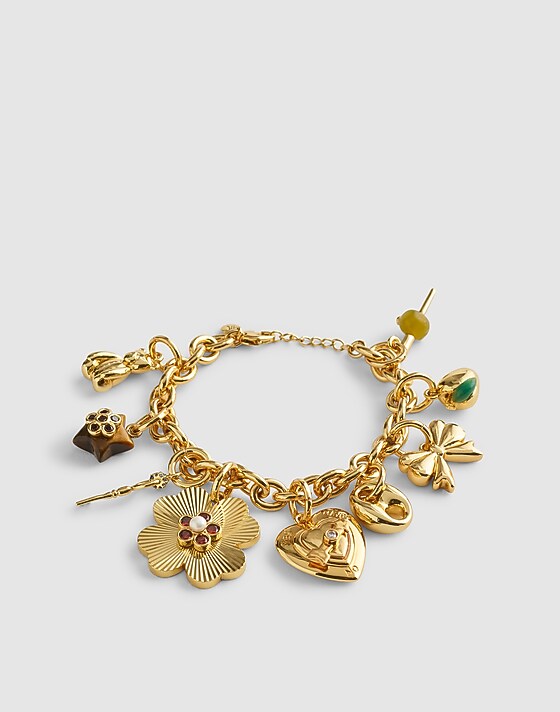 Madewell Freshwater Pearl Flower Charm Antique Gold