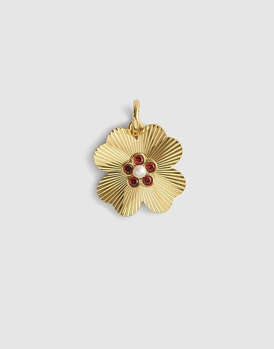 madewell Freshwater Pearl Flower Charm antique gold