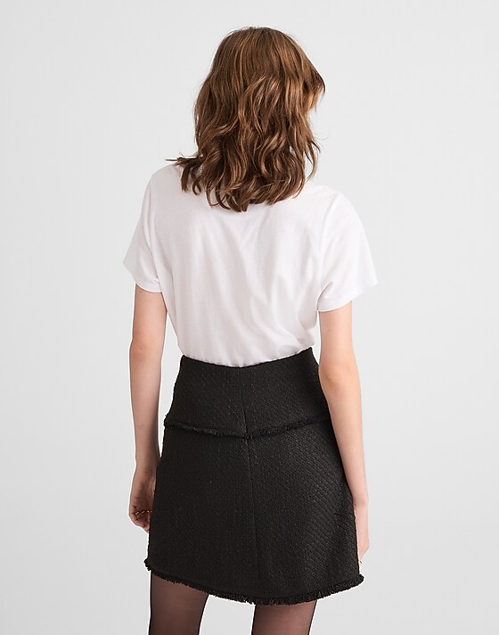 Madewell Fringed Overlay Mini Skirt Black Tweed Blend