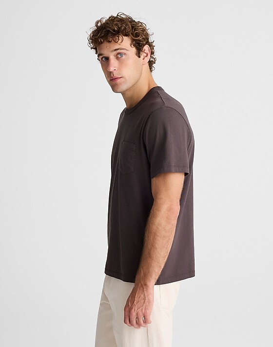 Madewell Garment-Dyed Allday Crewneck Pocket Tee Black Coal
