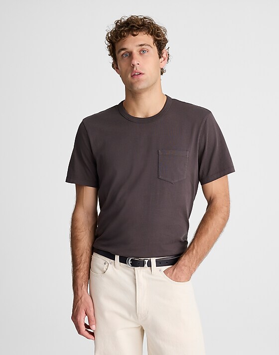 madewell Garment-Dyed Allday Crewneck Pocket Tee black coal