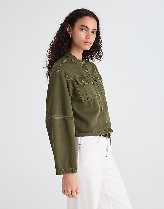 Madewell Garment-Dyed Cocoon-Sleeve Lady Jacket Faded Ivy