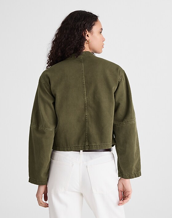 Madewell Garment-Dyed Cocoon-Sleeve Lady Jacket Faded Ivy