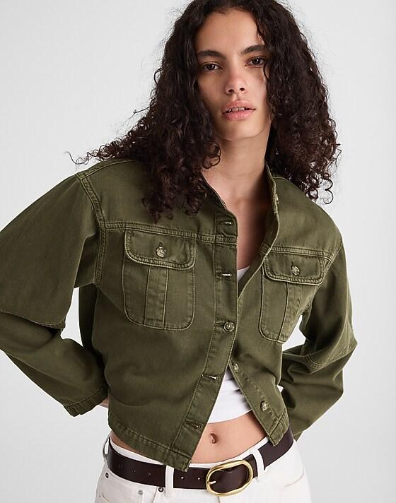 madewell Garment-Dyed Cocoon-Sleeve Lady Jacket faded ivy