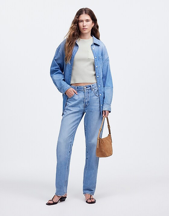 Madewell Garment-Dyed Ribbed Crewneck Pocket Tee Vintage Ivory