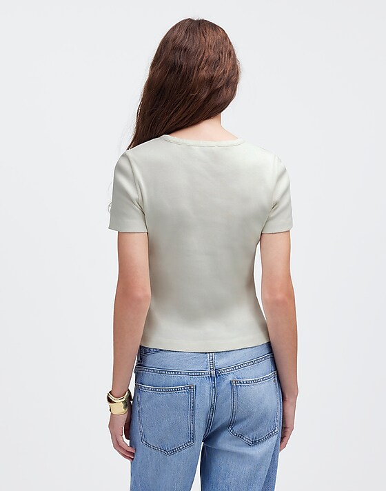 Madewell Garment-Dyed Ribbed Crewneck Pocket Tee Vintage Ivory