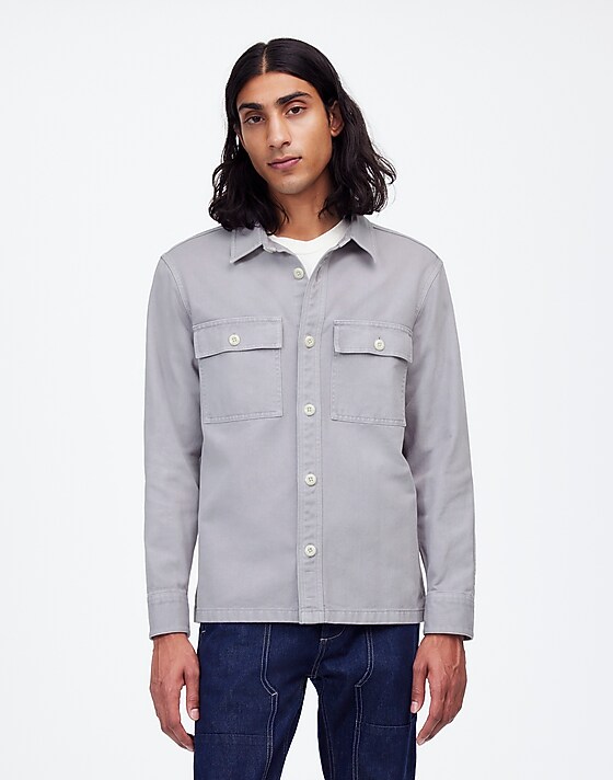 madewell Garment-Dyed Straight-Hem Work Shirt faded lavender