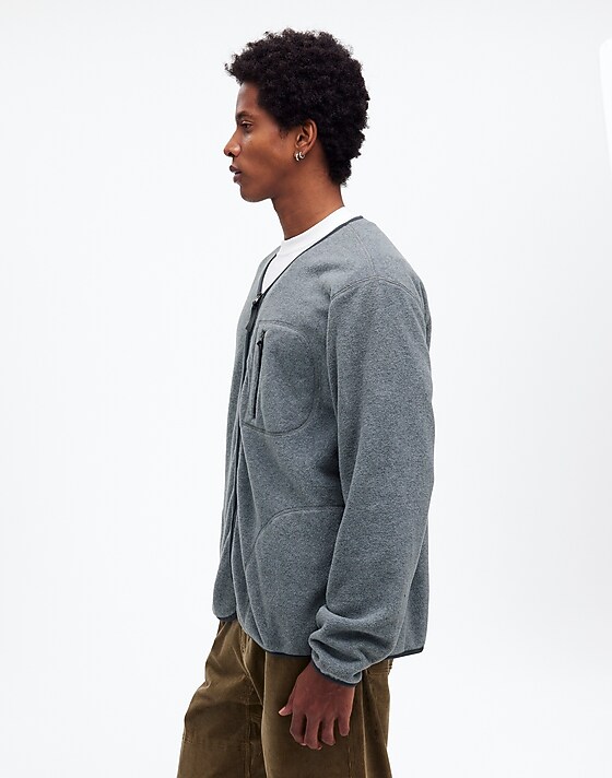 Madewell Gramicci® Fleece Cardigan Heather Charcoal