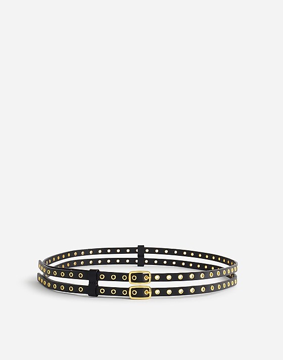 madewell Grommet-Embellished Double Buckle Belt true black