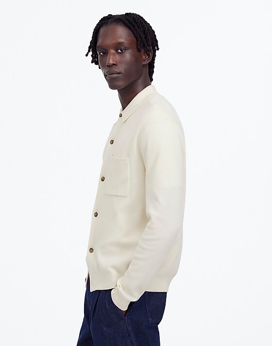 Madewell Half Milano Stitch Collared Cardigan Vintage Ivory