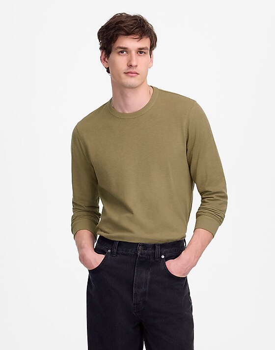 Madewell Heavyweight Slub Cotton Long-Sleeve Tee Faded Fatigue