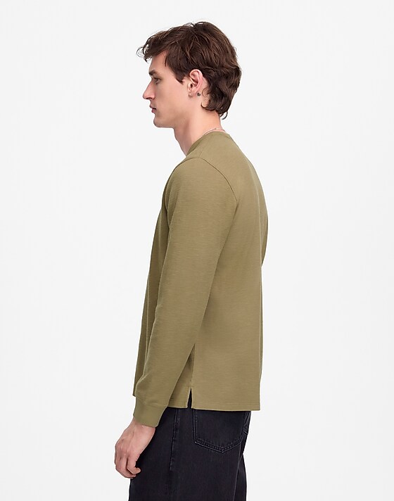Madewell Heavyweight Slub Cotton Long-Sleeve Tee Faded Fatigue