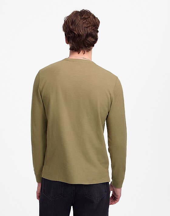 Madewell Heavyweight Slub Cotton Long-Sleeve Tee Faded Fatigue