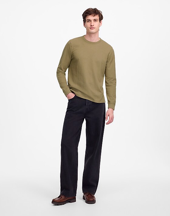 madewell Heavyweight Slub Cotton Long-Sleeve Tee faded fatigue