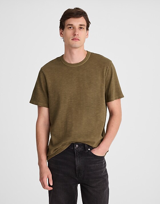 madewell Heavyweight Slub Cotton Tee woodland brown