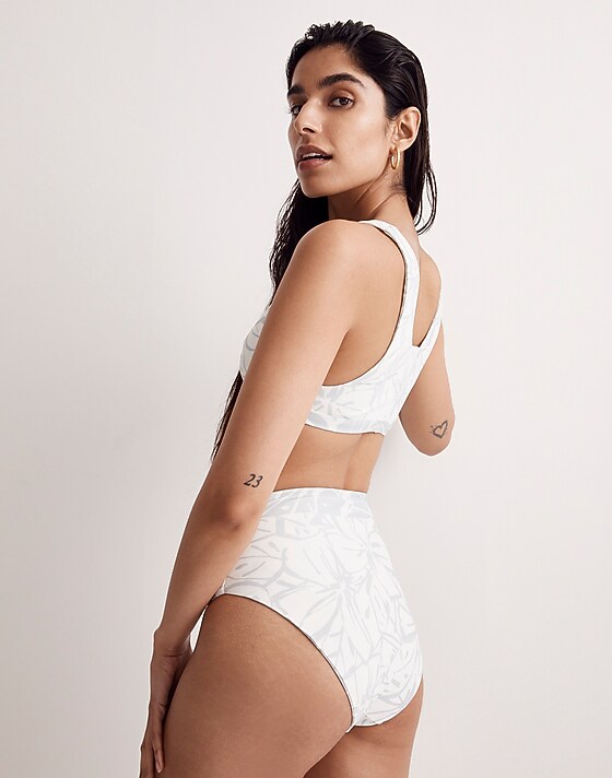 Madewell High-Cut Reversible Bikini Bottom Lighthouse