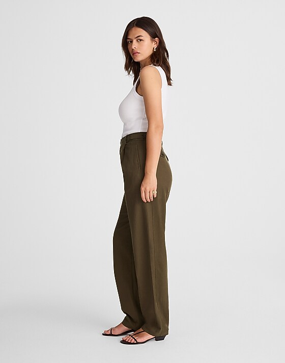 Madewell High-Rise Barrel-Leg Pants Burnished Olive
