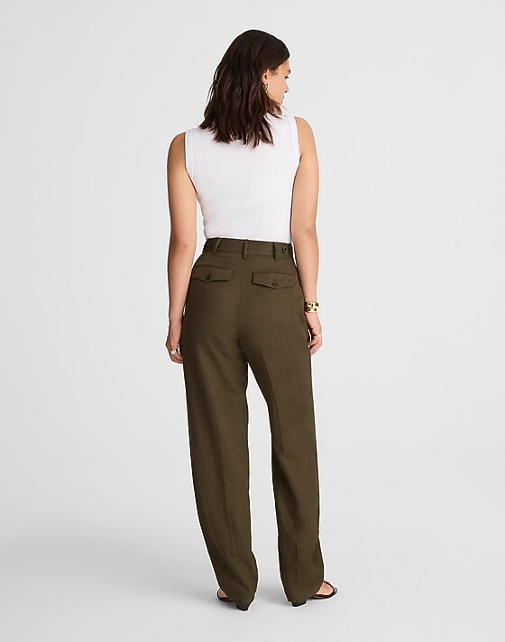 Madewell High-Rise Barrel-Leg Pants Burnished Olive