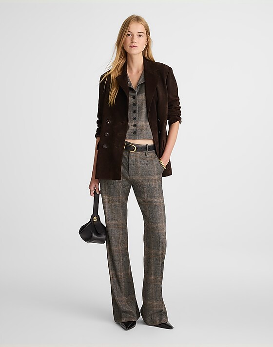 madewell High-Rise Bootcut Trouser brown gray plaid