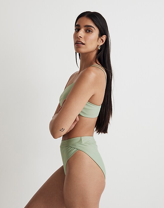 Madewell High-Rise Crossover Bikini Bottom Gatehouse Green