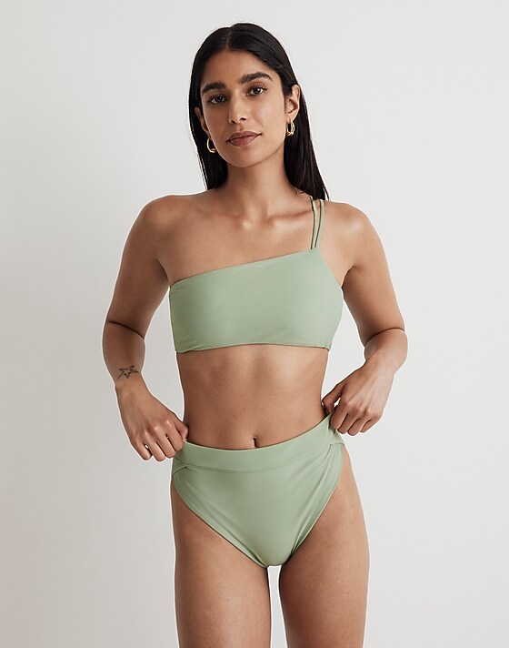 Madewell High-Rise Crossover Bikini Bottom Gatehouse Green