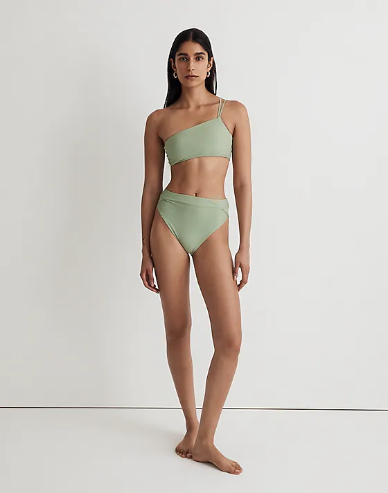madewell High-Rise Crossover Bikini Bottom gatehouse green