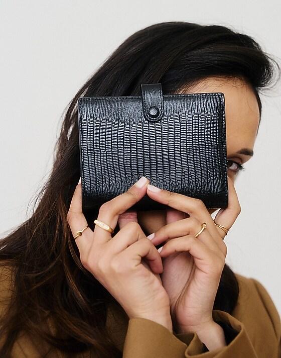 madewell Hyer Goods Traveler's Wallet with Coin Pocket- Black LIzard black multi