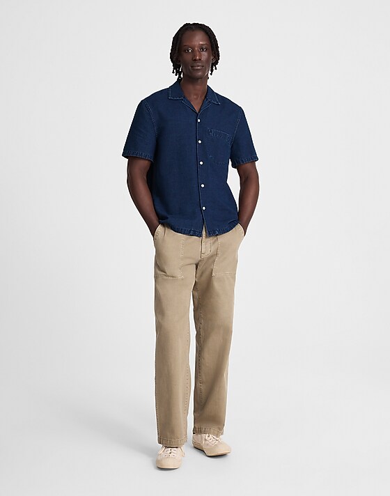 Madewell Indigo-Dyed Camp-Collar Short-Sleeve Shirt Dark Indigo