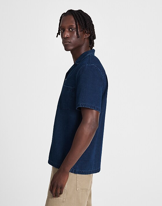 Madewell Indigo-Dyed Camp-Collar Short-Sleeve Shirt Dark Indigo