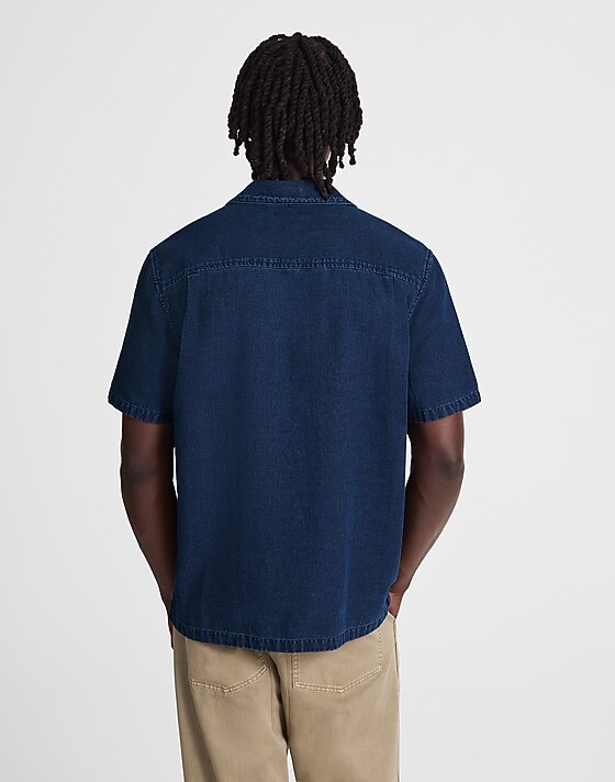 Madewell Indigo-Dyed Camp-Collar Short-Sleeve Shirt Dark Indigo