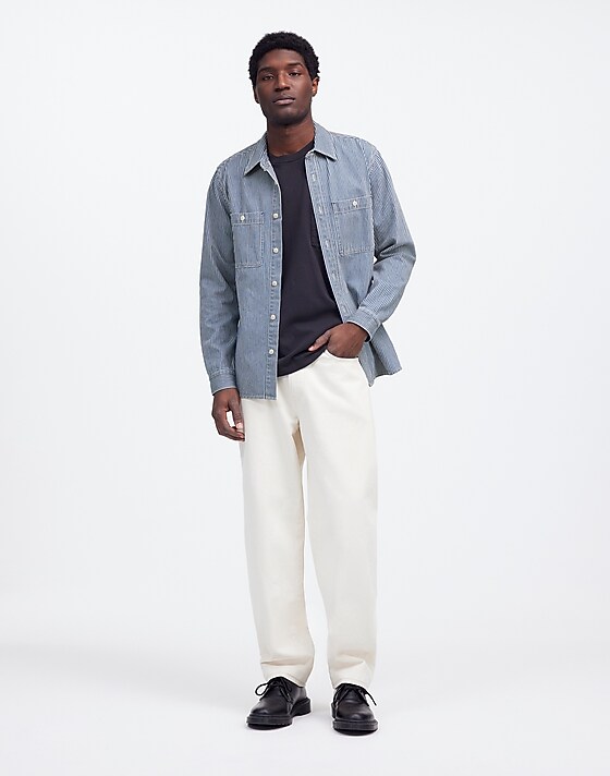 Madewell Indigo-Dyed Shirt In Engineer Stripe Kerrville Wash