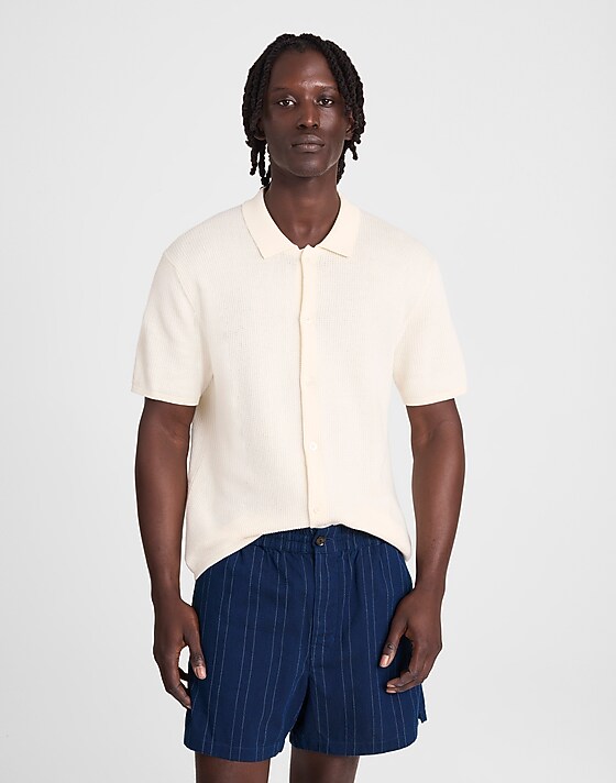 Madewell Indigo-Dyed Stripe Everywear Shorts Indigo Multi