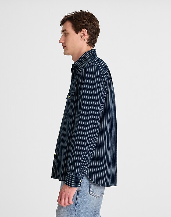 Madewell Indigo-Dyed Stripe Work Shirt Indigo Stripe