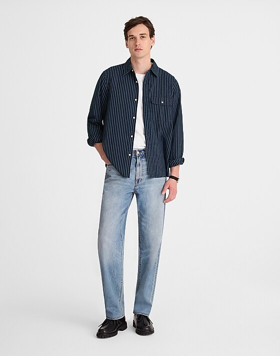 Madewell Indigo-Dyed Stripe Work Shirt Indigo Stripe