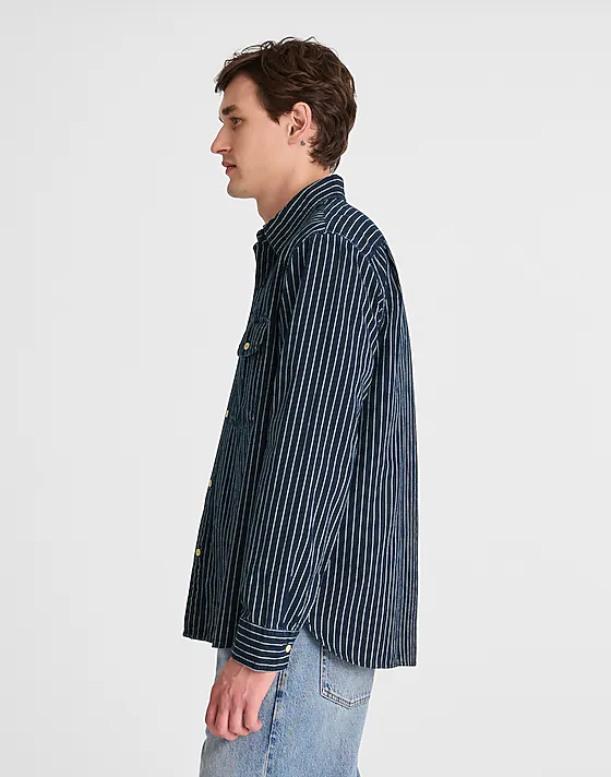 Madewell Indigo-Dyed Stripe Work Shirt Indigo Stripe