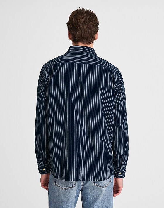 Madewell Indigo-Dyed Stripe Work Shirt Indigo Stripe