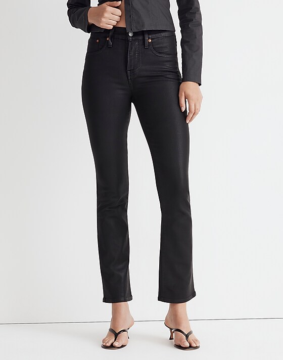 Madewell Kick Out Crop Jeans In True Black Wash: Coated Edition True Black