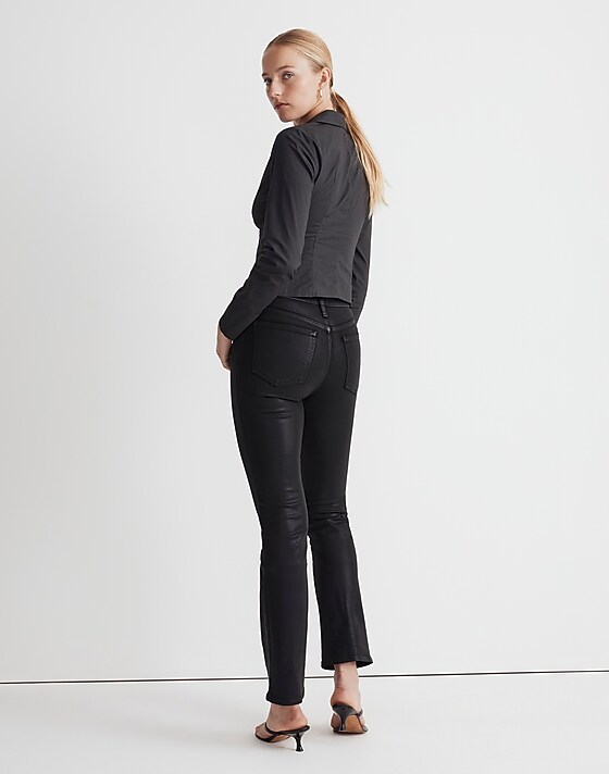 Madewell Kick Out Crop Jeans In True Black Wash: Coated Edition True Black