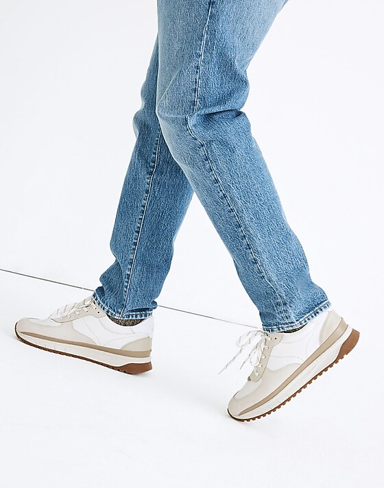 Madewell Kickoff Trainer Sneakers In Neutral Colorblock Leather Antique Cream Multi