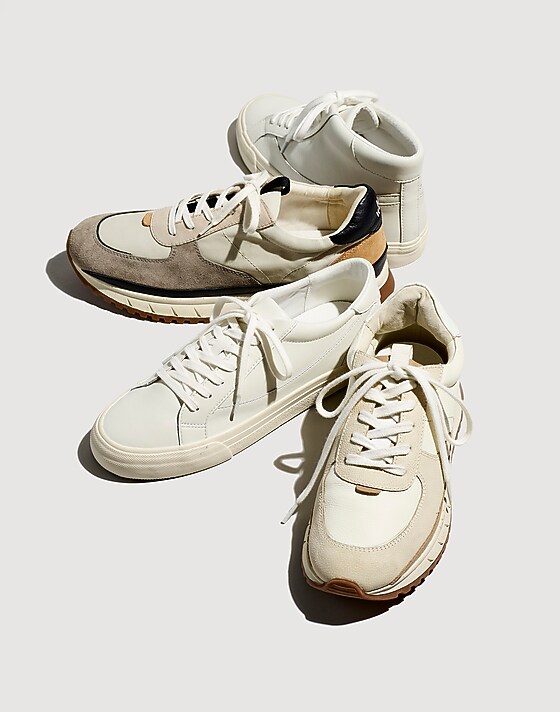 Madewell Kickoff Trainer Sneakers In Neutral Colorblock Leather Antique Cream Multi