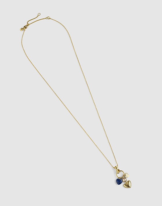Madewell Lapis Heart Charm Long Necklace Antique Gold