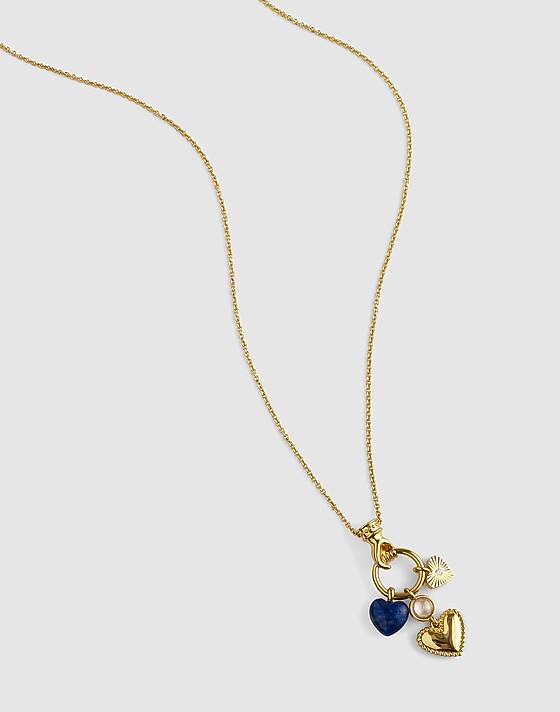 madewell Lapis Heart Charm Long Necklace antique gold