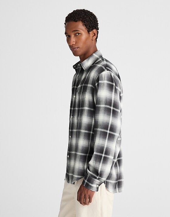 Madewell Lightweight Flannel Button-Up Shirt Almost Black