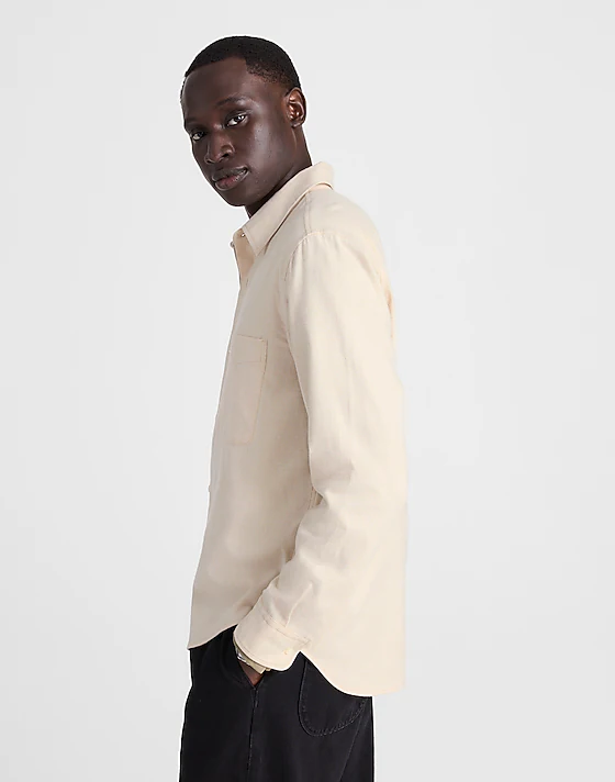 Madewell Lightweight Flannel Button-Up Shirt Heather Oatmeal