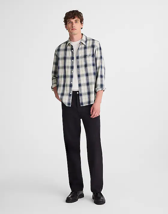Madewell Lightweight Flannel Button-Up Shirt Oatmeal