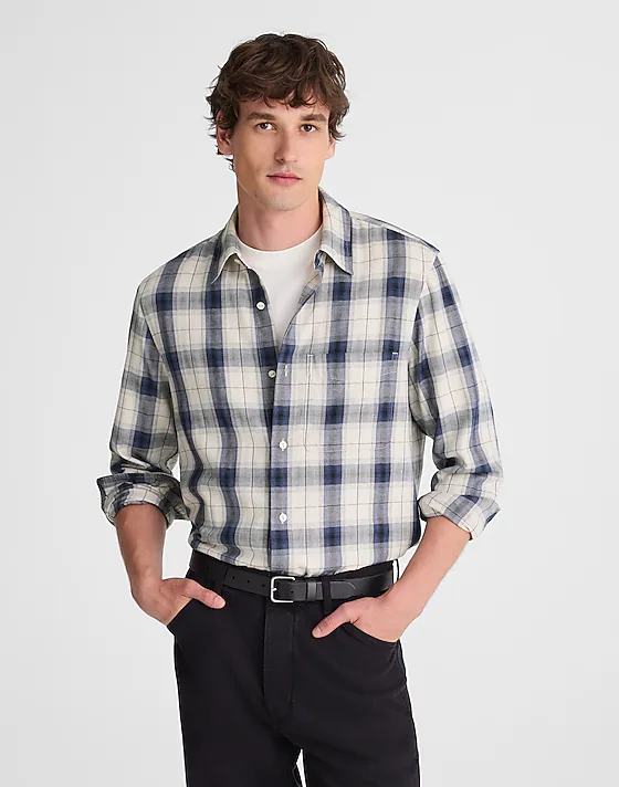 madewell Lightweight Flannel Button-Up Shirt oatmeal