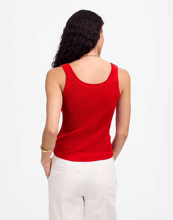Madewell Linen-Blend Scoopneck Sweater Tank Festival Red