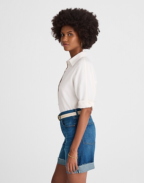 Madewell Long Baggy Cuffed Jean Shorts In Mifflin Wash Mifflin Wash