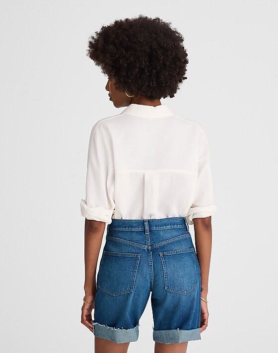 Madewell Long Baggy Cuffed Jean Shorts In Mifflin Wash Mifflin Wash